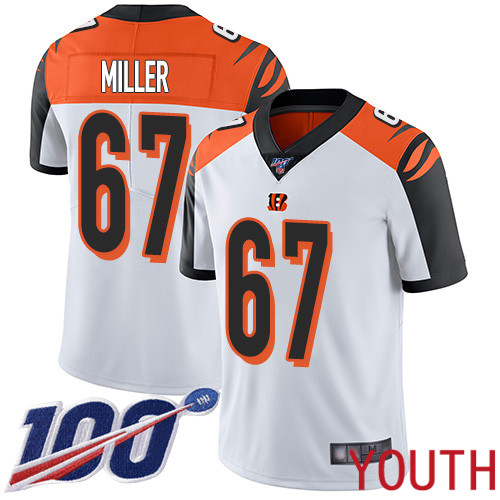 Cincinnati Bengals Limited White Youth John Miller Road Jersey NFL Footballl #67 100th Season Vapor Untouchable->cincinnati bengals->NFL Jersey